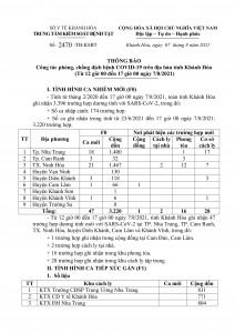 Thông báo công tác phòng, chống dịch bệnh COVID-19 trên địa bàn tỉnh Khánh Hòa (từ 12 đến 17 giờ ngày 7-8)