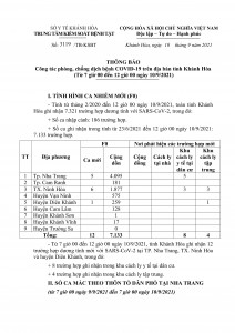 Thông báo công tác phòng, chống dịch bệnh Covid-19 trên địa bàn tỉnh Khánh Hòa (từ 7 giờ đến 12 giờ ngày 10-9)