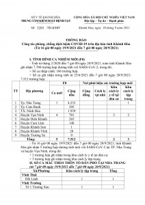 Thông báo công tác phòng, chống dịch bệnh Covid-19 trên địa bàn tỉnh Khánh Hòa (từ 16 giờ ngày 19-9 đến 7 giờ ngày 20-9)