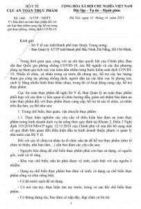 Bảo đảm an toàn thực phẩm đối với các loại thực phẩm cung cấp, hỗ trợ trong giai đoạn phòng, chống dịch Covid-19