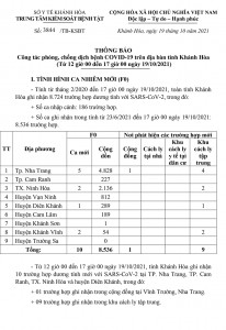 Thông báo công tác phòng, chống dịch bệnh Covid-19 trên địa bàn tỉnh Khánh Hòa (từ 12 giờ đến 17 giờ ngày 19-10)
