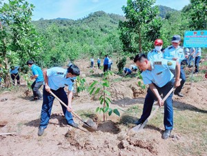 Ra quân trồng 1.000 cây xanh tại Khu lâm phần của Trạm Quản lý bảo vệ rừng Sơn Tân