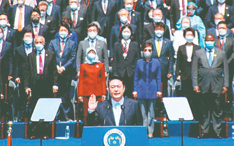 Tổng thống Yoon Suk-yeol cam kết xây dựng Hàn Quốc thịnh vượng. (Ảnh REUTERS)